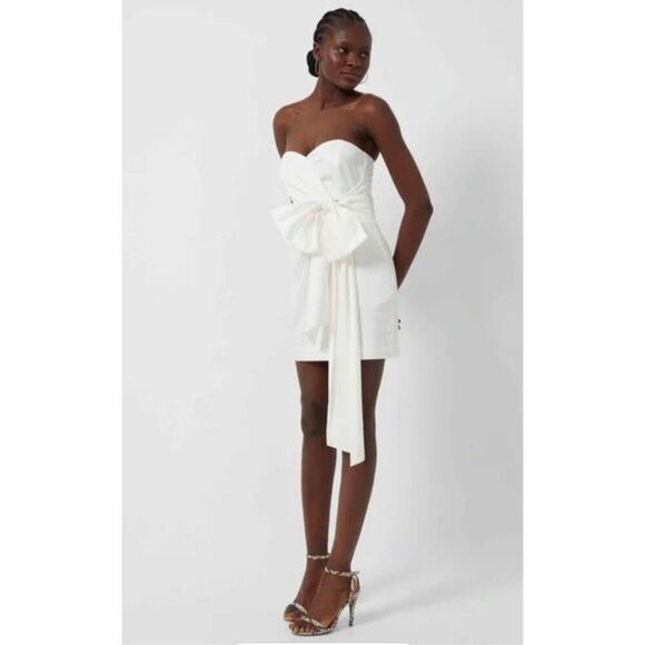 French Connection White Florida Summer Strapless Mini Dress Size 6 - Picture 1 of 12